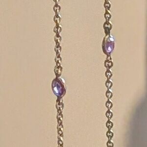 Pewter Silver 48in With Amethyst Every Two Inches Vintage